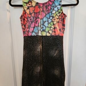 Colorful Heart Patterned Gymnastics Leotard